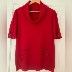 Red Pullover Sweater With Button Accents